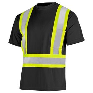 Tough Duck Mens 4XL Black Reflective Safety T-Shirt Hi-Vis Workwear S39211 NEW